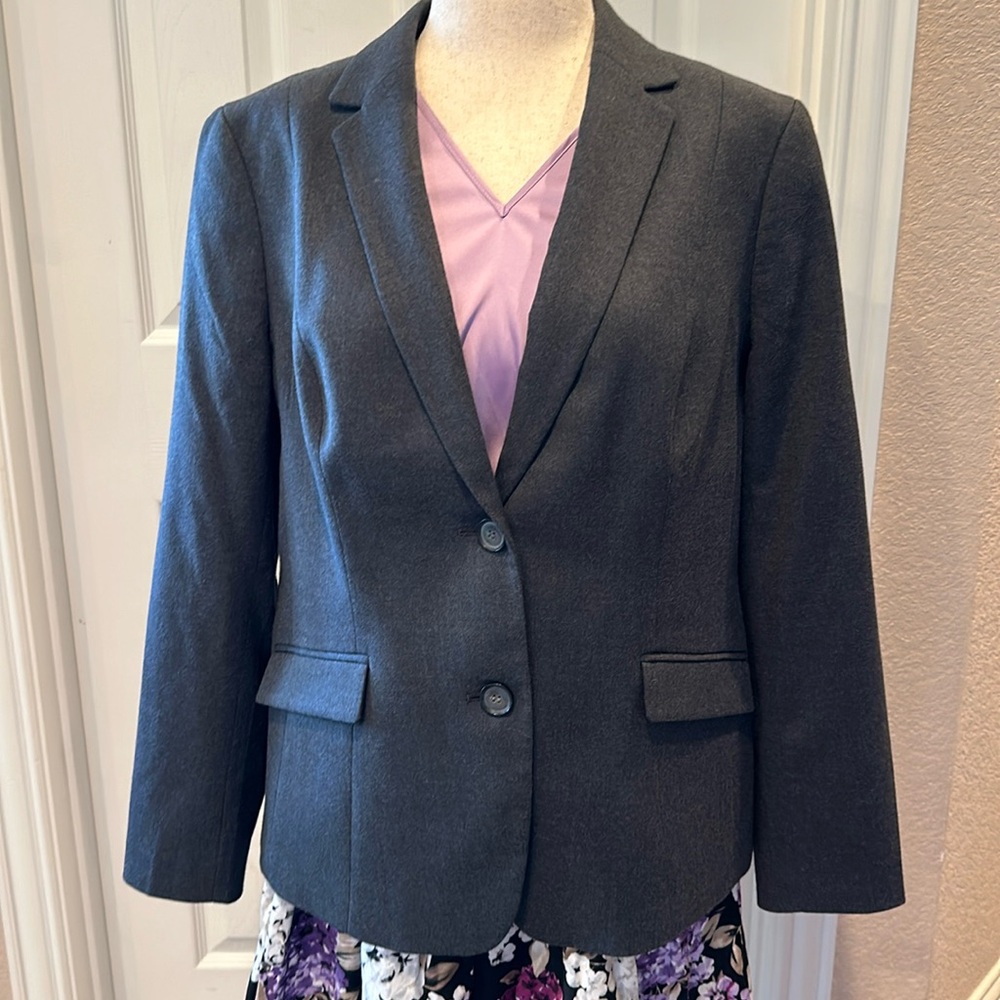 Talbots Gray Italian Flannel Blazer 14